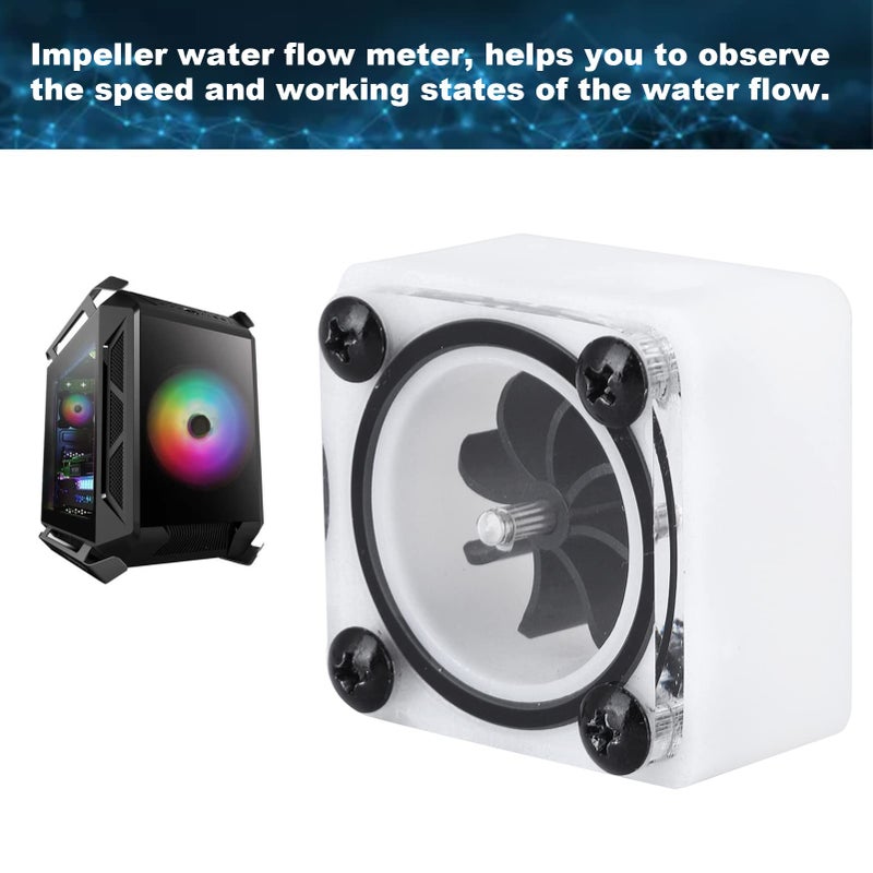 fosa G1/4 Thread Revolving Speed Water Cooling POM Acrylic Material Impeller Water Meter Indicator with Silicone Sealing Ring, for PC Water Cooling System(2 Way) - Image 2